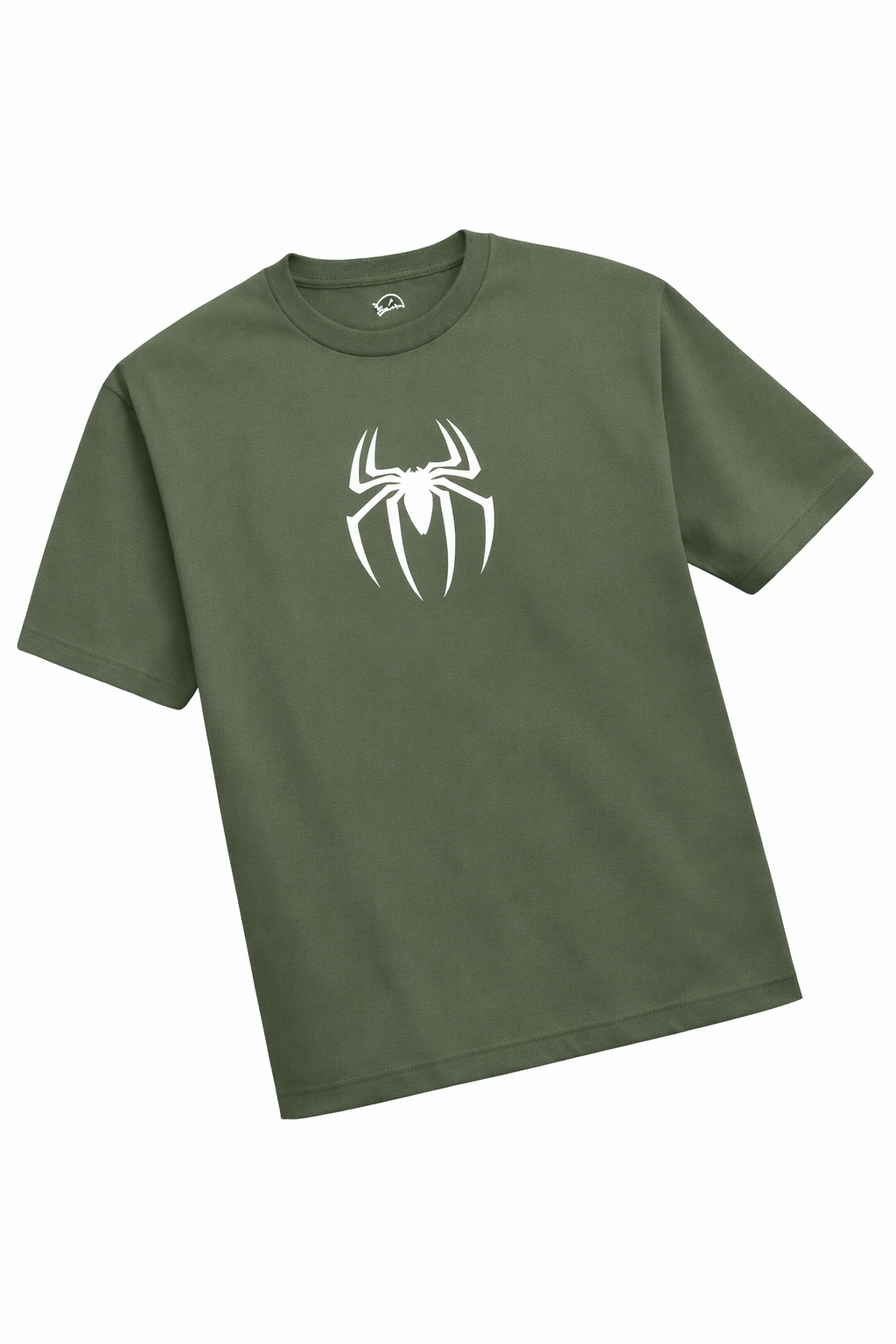 Olive Green Spider Graphic Print Unisex Round Neck Casual T-Shirt